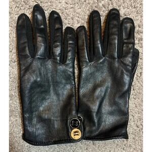 Charter Club Genuine Leather Ladies/Womens Sz S/M Lined Driving Gloves Black EUC